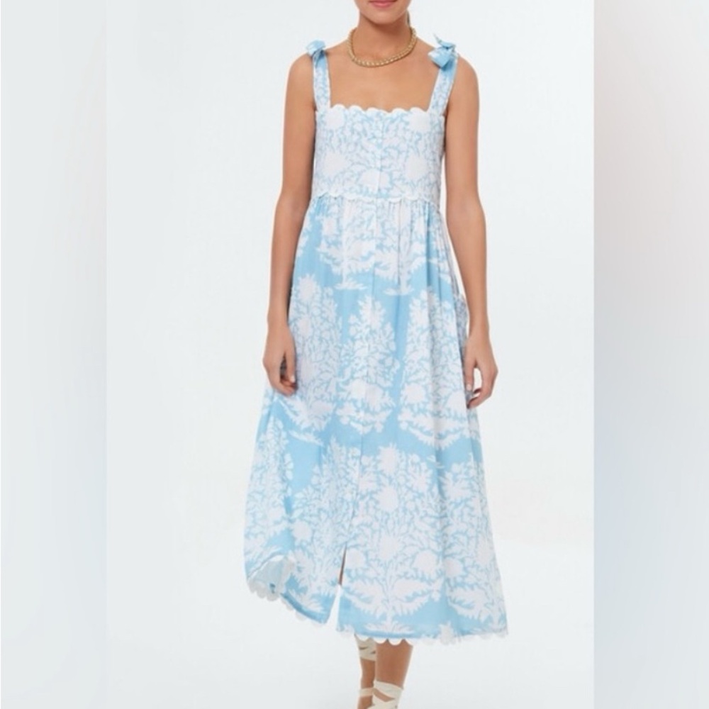Juliet Dunn Palladio Tie Maxi Dress - blue
